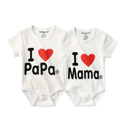 Set of 2 cotton bodysuits "I LOVE MOM &amp; DAD". 